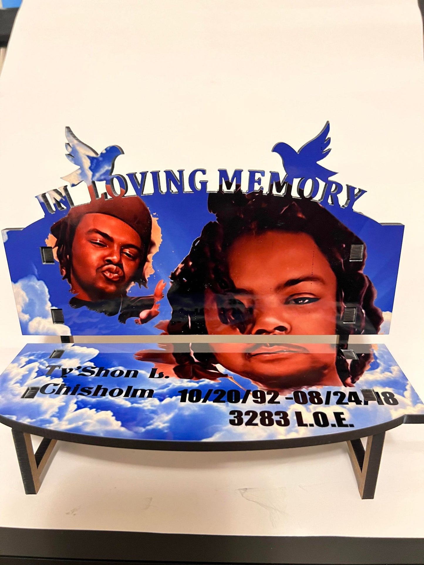 "IN LOVING MEMORY" BENCH sublimation blank ready