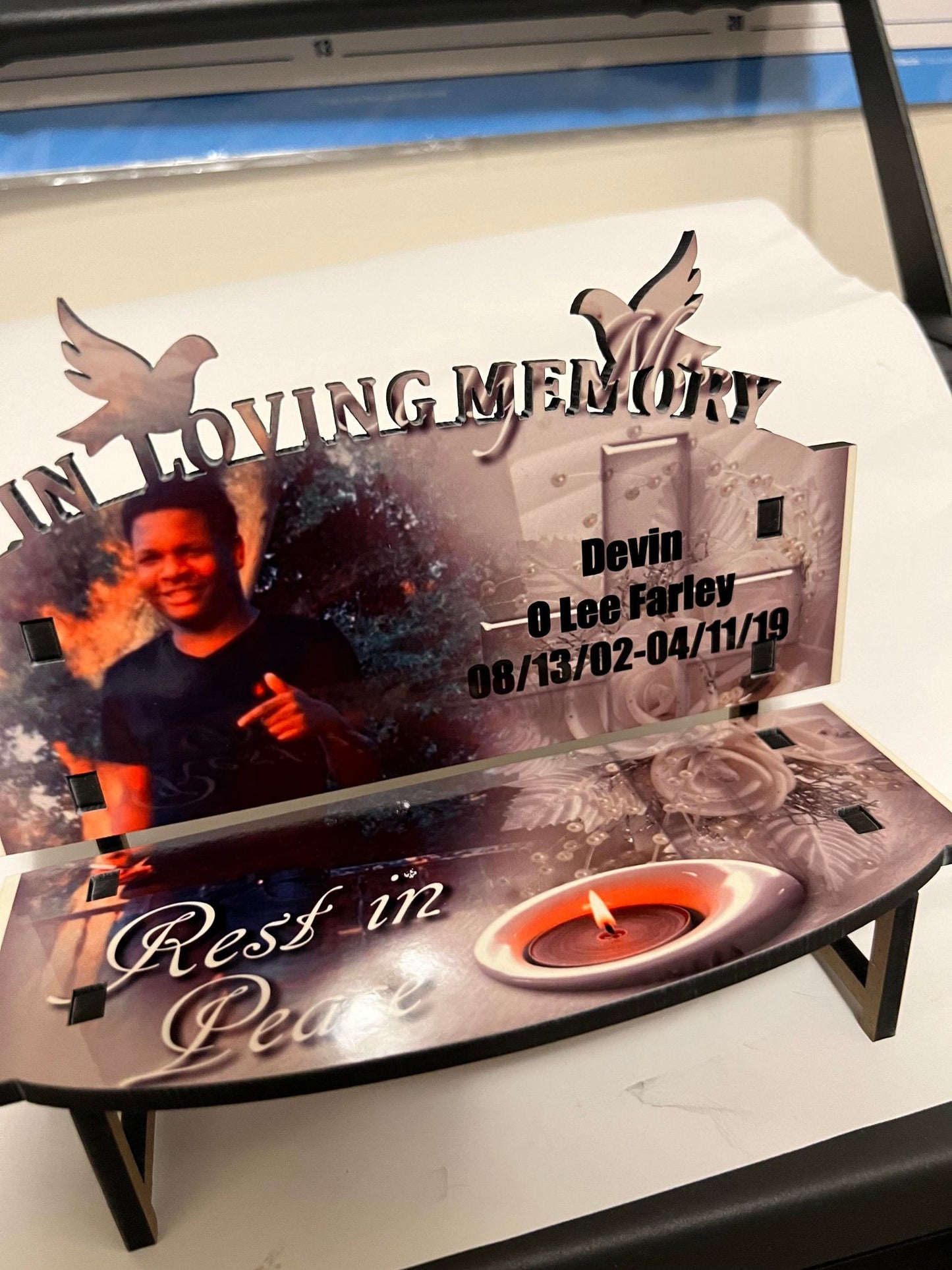 "IN LOVING MEMORY" BENCH sublimation blank ready
