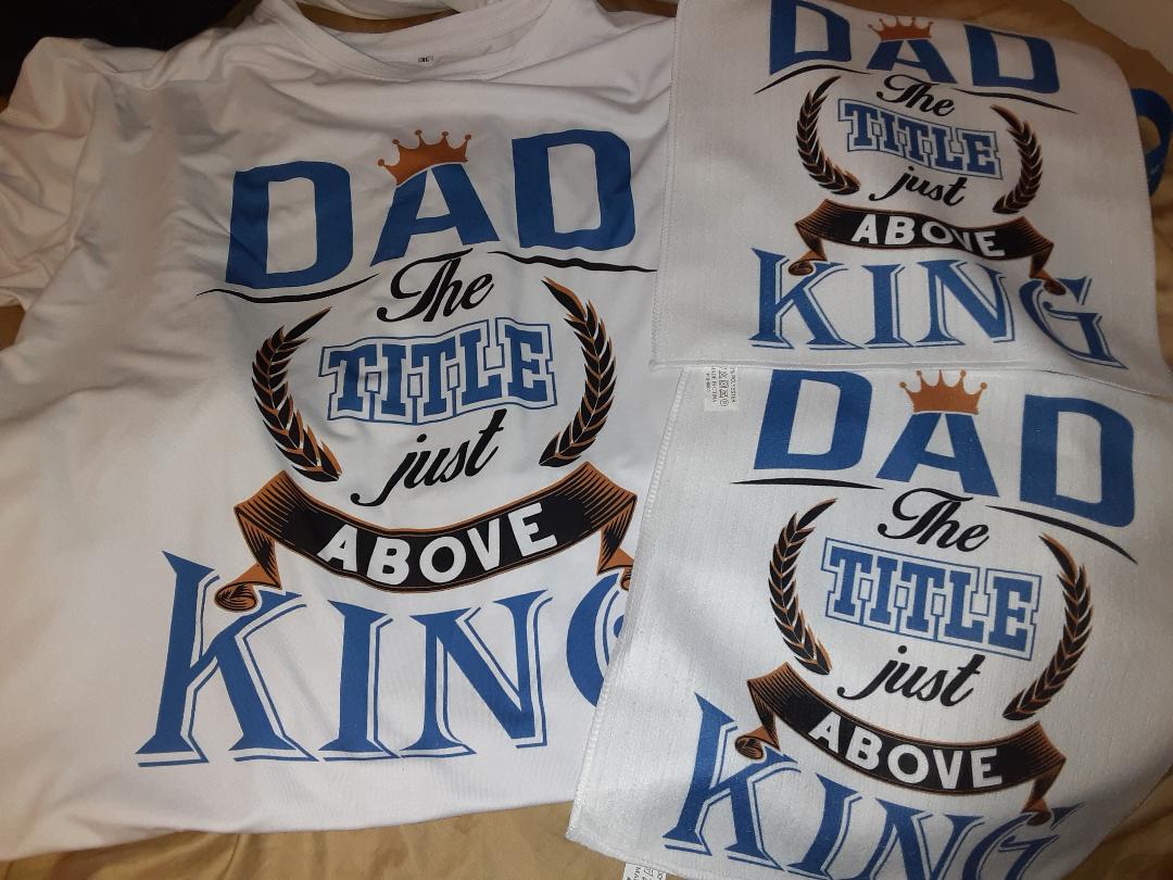 "DAD" the title just above King WHITE T SHIRT