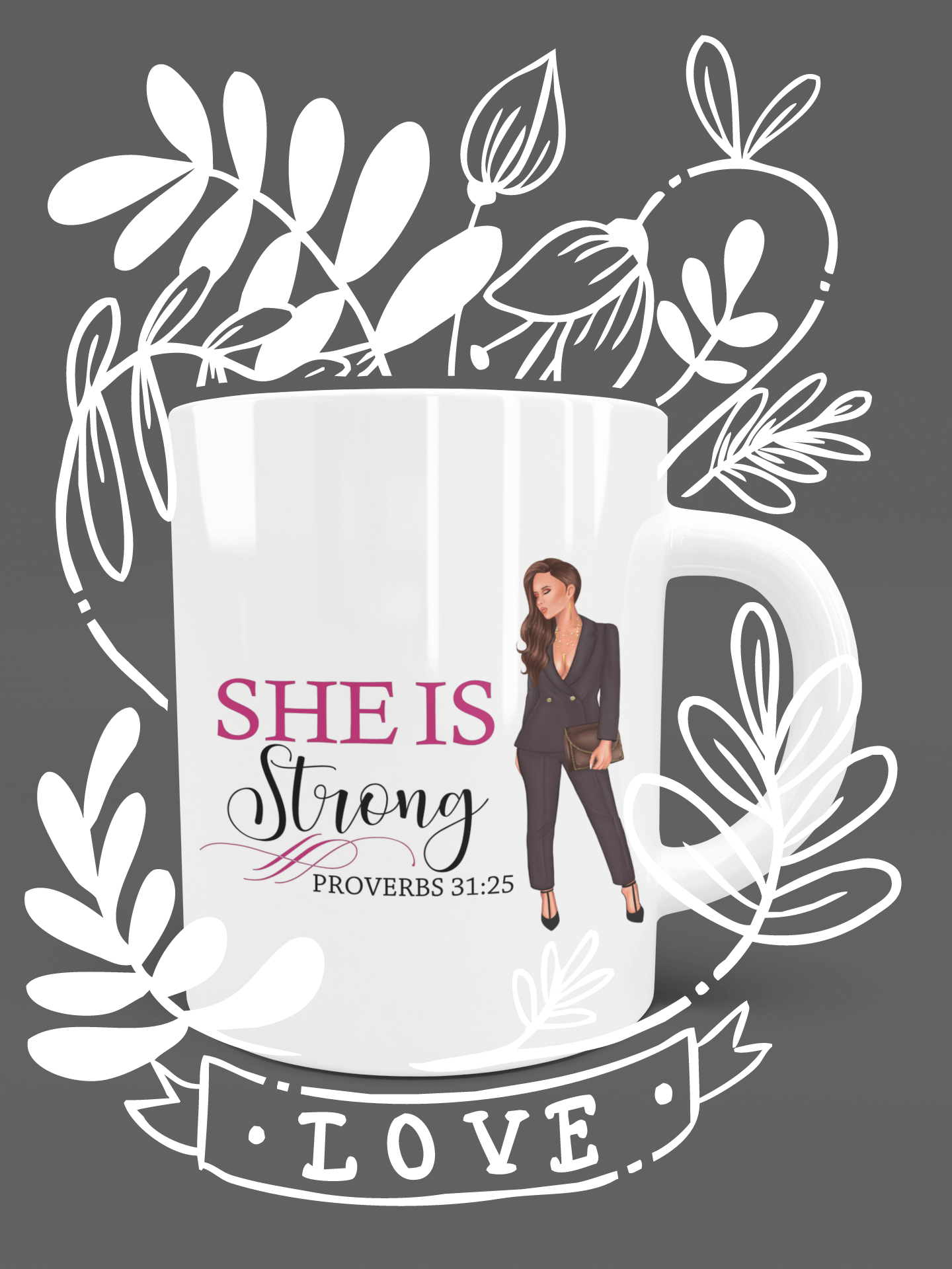 $50 "She is Strong" Caucasian/Latino (Long hair style) bundle