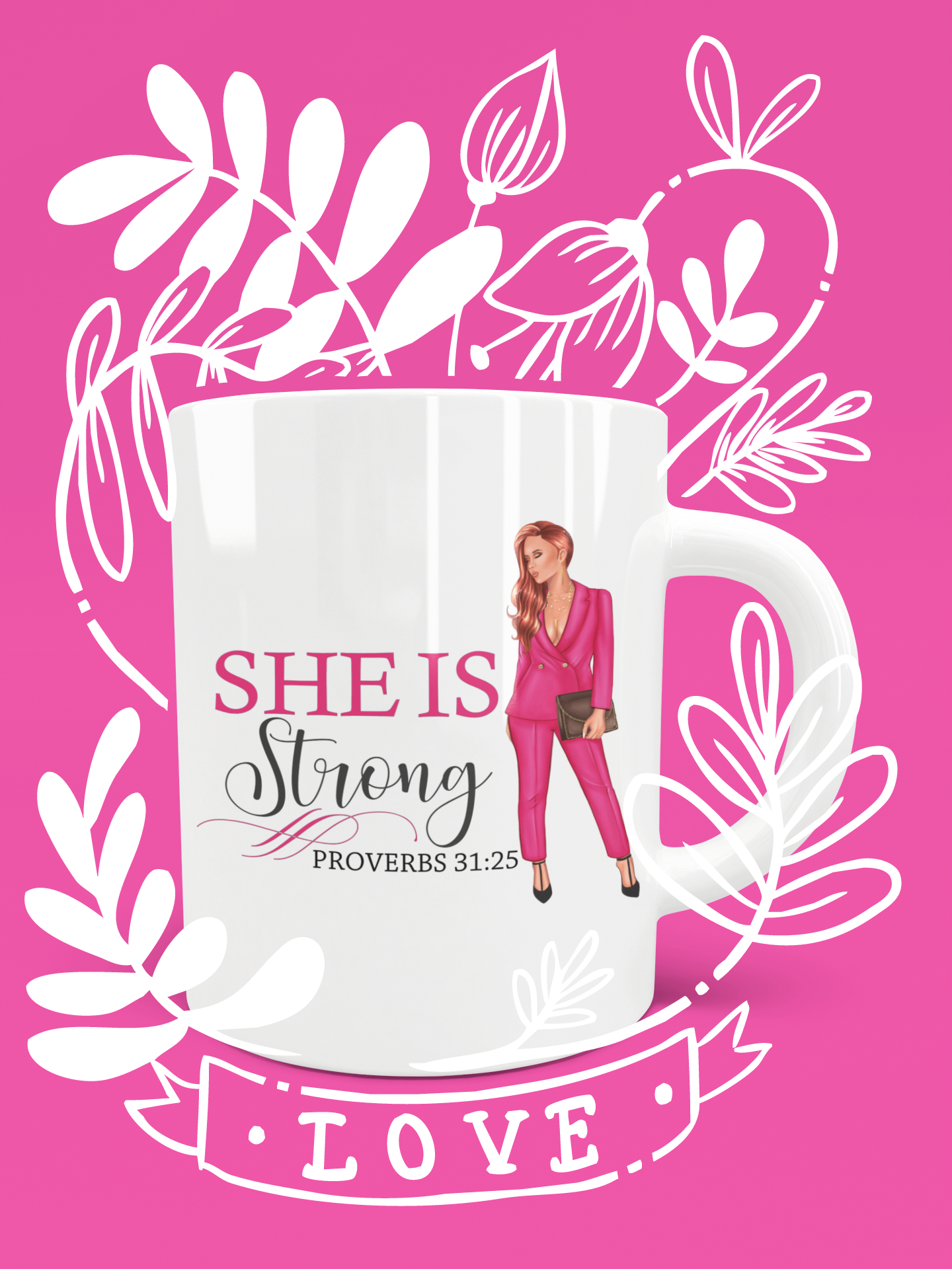 $50 "She is Strong" Caucasian/Latino (Long hair style) bundle