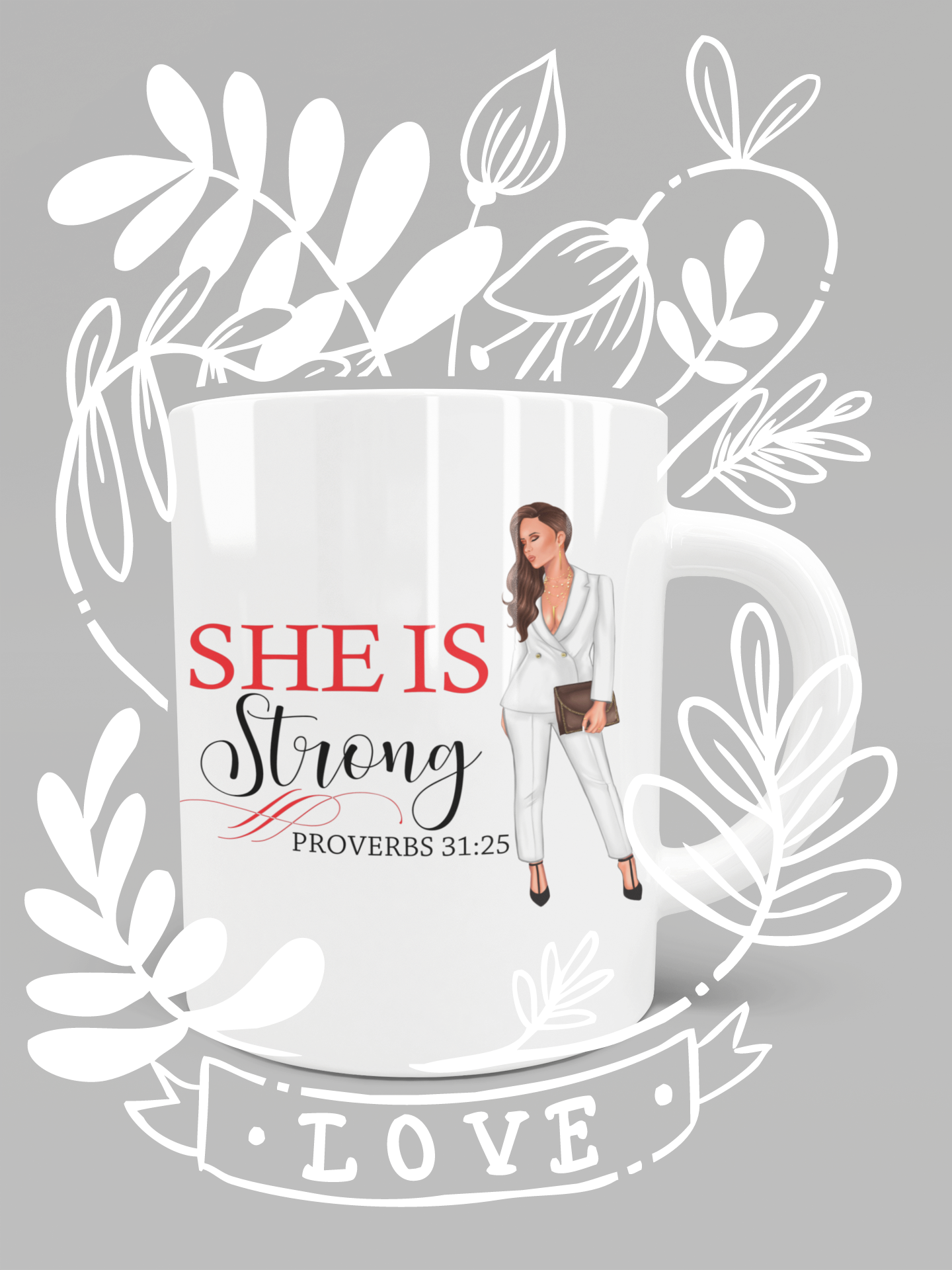 $50 "She is Strong" Caucasian/Latino (Long hair style) bundle