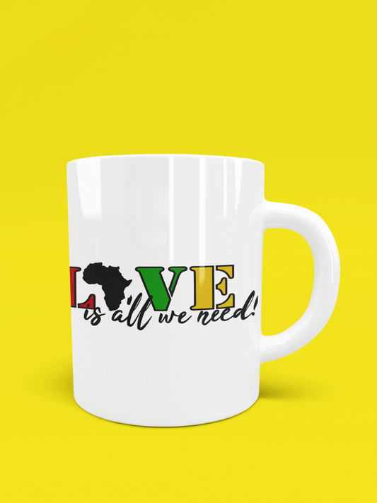 11 oz. Black History themed coffee mug "LOVE is all you need!"