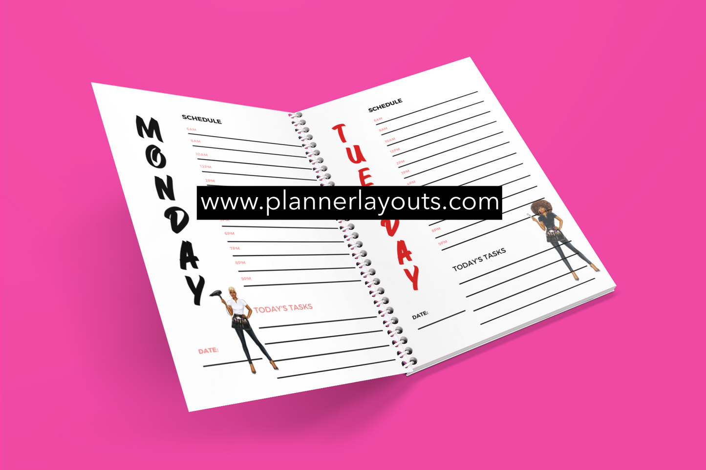 African American woman PRINTED AND SHIPPED Appointment book (weekly schedule)