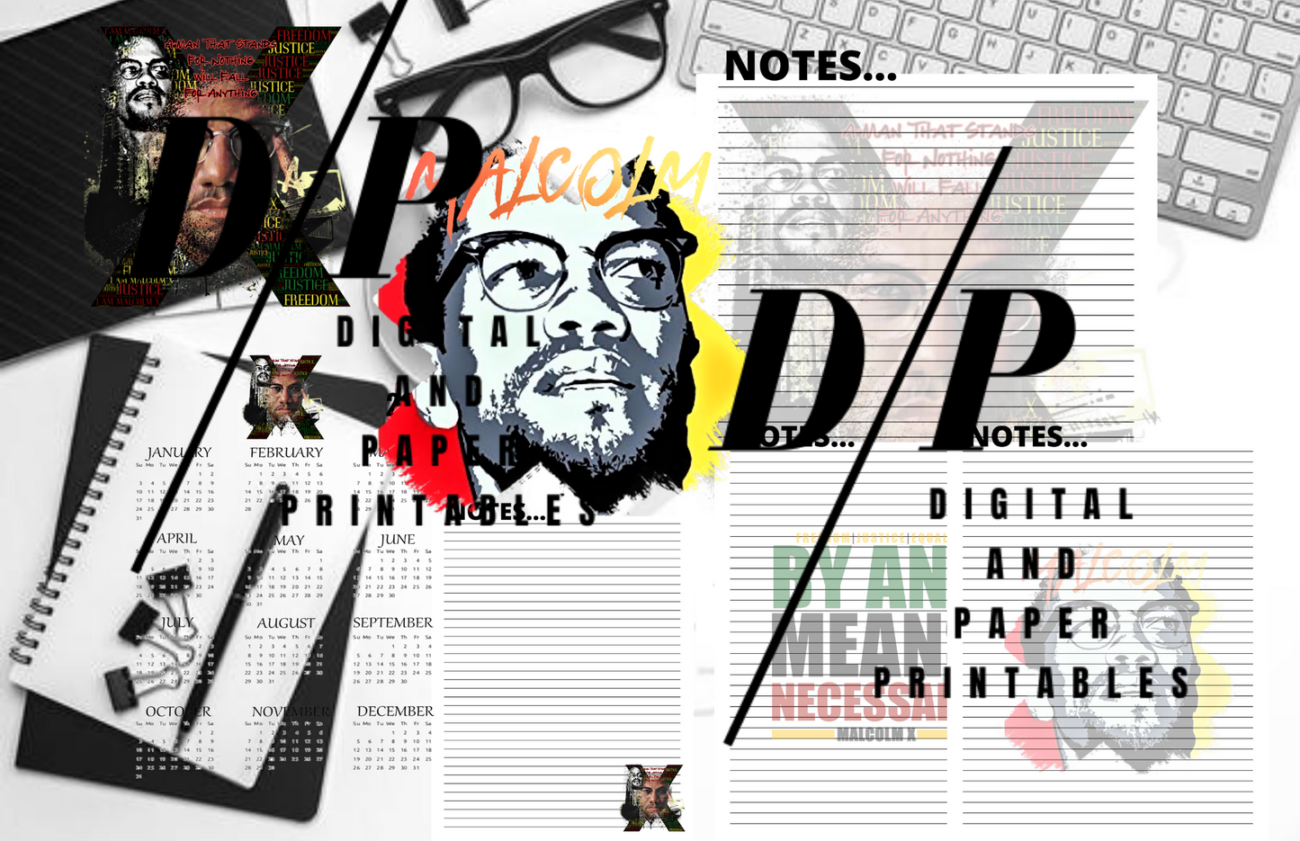 Malcolm X BLACK HISTORY Digital notebook templates